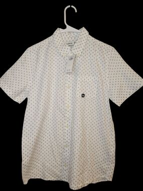 Abercrombie Kids Short Sleeve White Patterned Button-Up Shirt